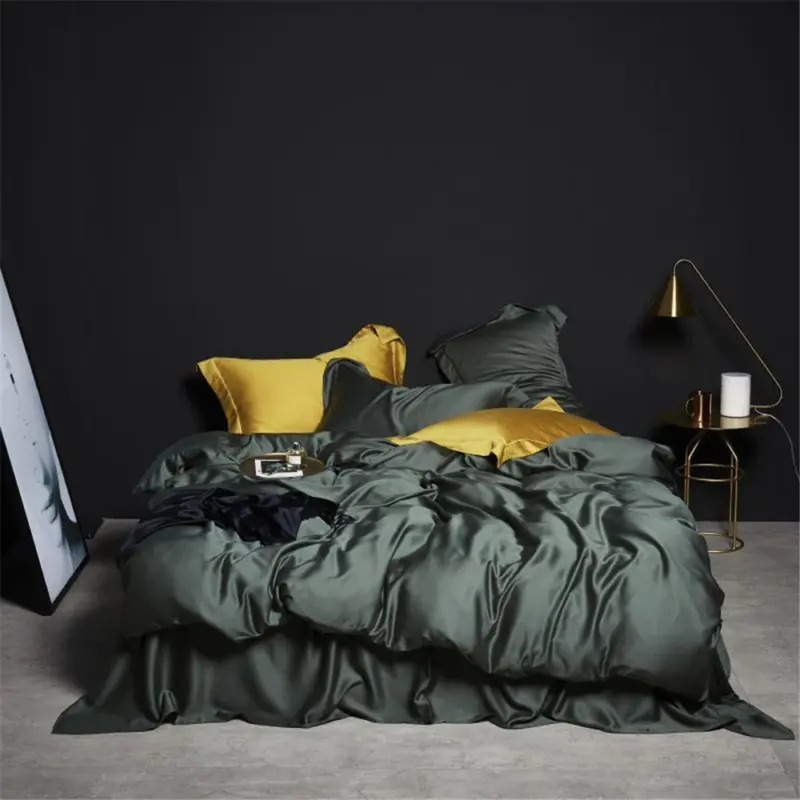100% Pure Silk Bedding Set - Queen King Dark Green Luxury Duvet Cover for Healthy Sleep - Image 8