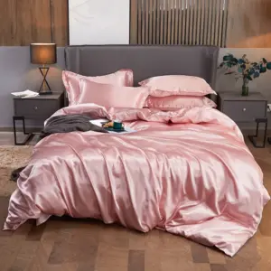 Luxury Rayon Satin Bedding Set - Twin Queen King Size Silky Solid Color Duvet Cover Sets