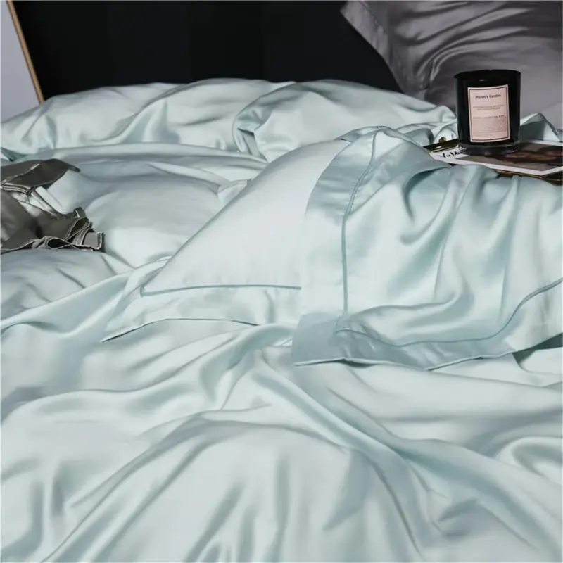 100% Mulberry Silk Bedding Set - Queen King Size Mint Green Luxury Duvet Cover Set for Better Sleep - Image 6
