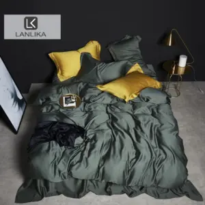 100% Pure Silk Bedding Set - 4-Piece Luxury Dark Green Duvet Cover Set for Skin-Friendly Sleep
