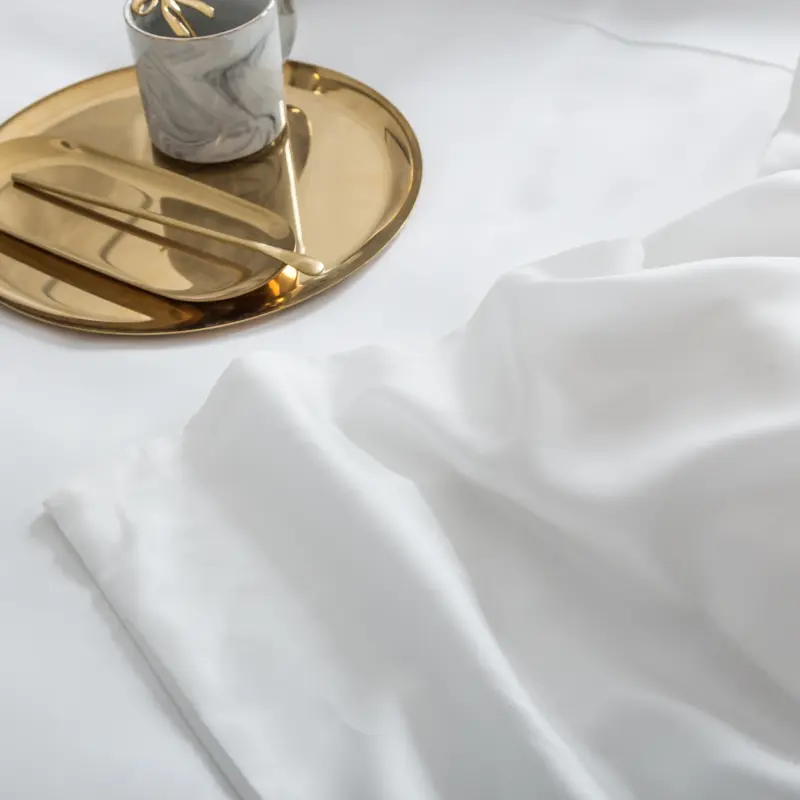 100% Pure Silk Bedding Set - Queen King Size Luxury Solid White Duvet Cover Set for Skin Care & Better Sleep - Image 5