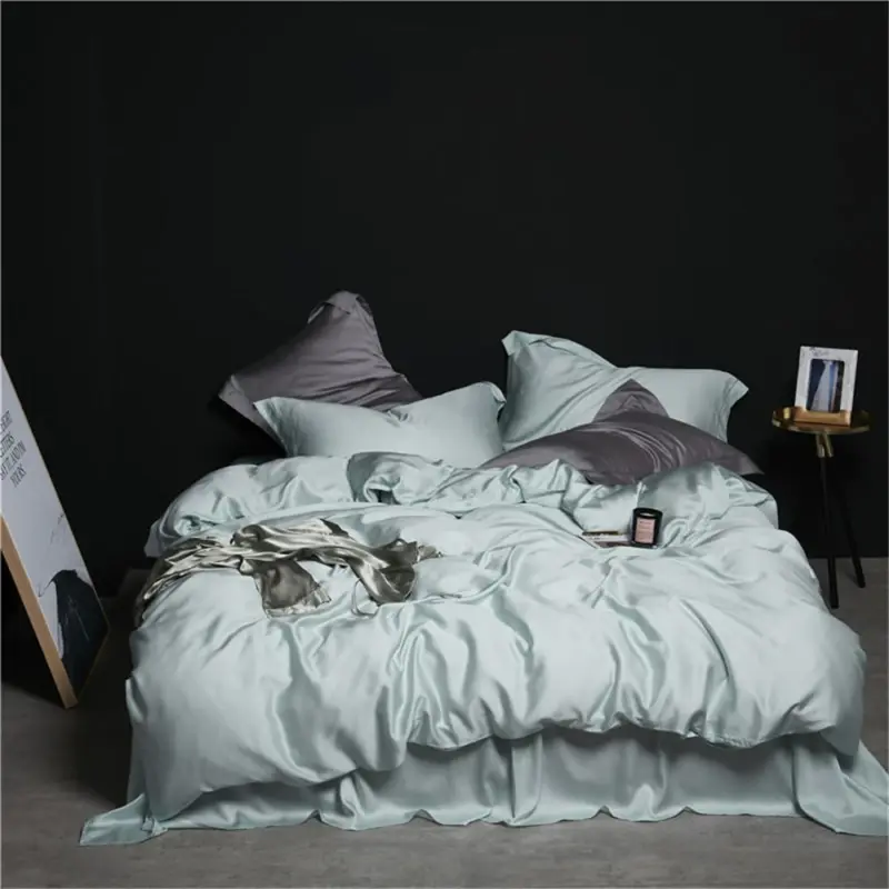 100% Mulberry Silk Bedding Set - Queen King Size Mint Green Luxury Duvet Cover Set for Better Sleep - Image 13