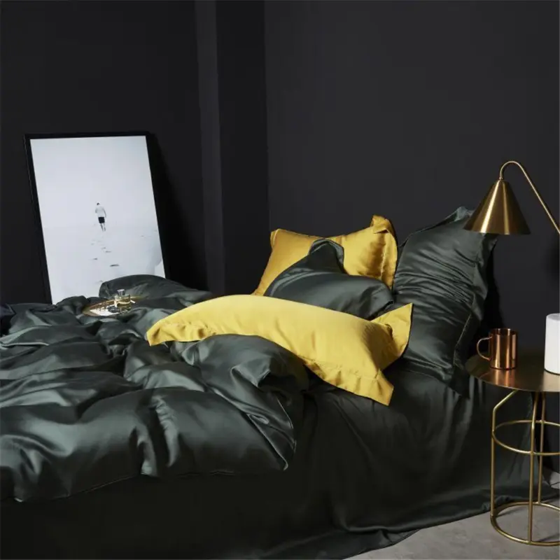 100% Pure Silk Bedding Set - Queen King Dark Green Luxury Duvet Cover for Healthy Sleep - Image 5
