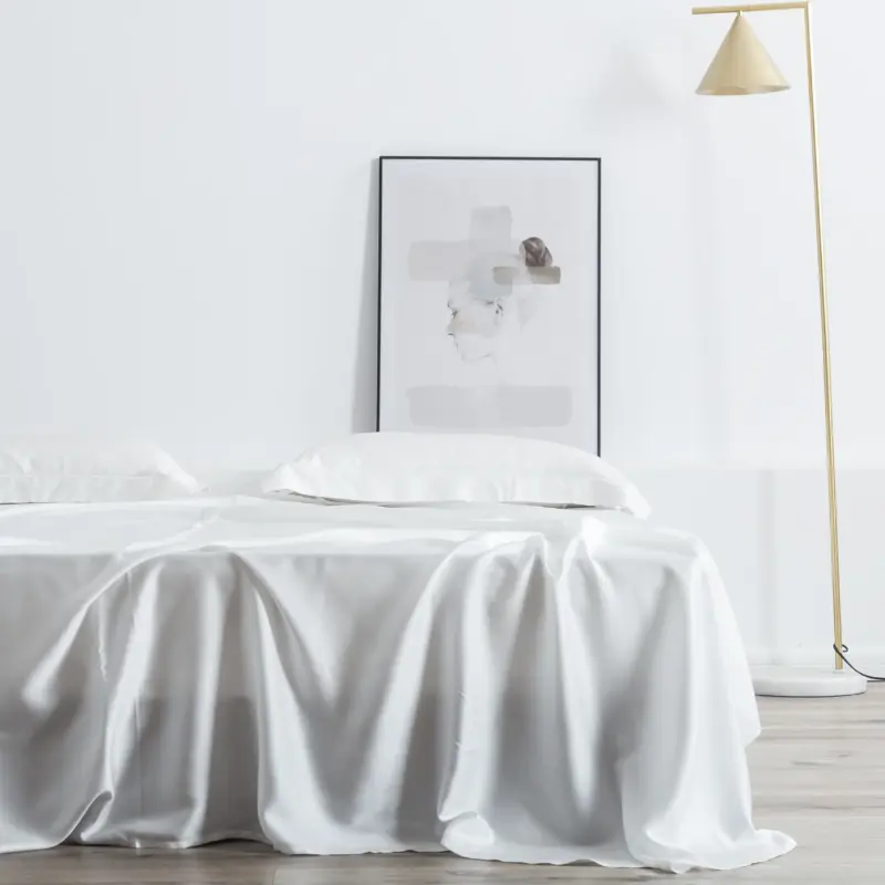 100% Pure Silk Bedding Set - Queen King Size Luxury Solid White Duvet Cover Set for Skin Care & Better Sleep - Image 6