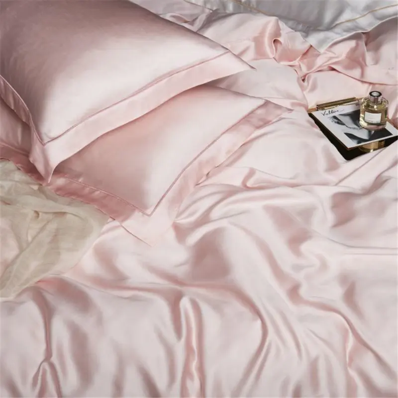 100% Mulberry Silk Bedding Set - Queen King Pink Luxury Duvet Cover Set for Healthy Sleep - Image 4