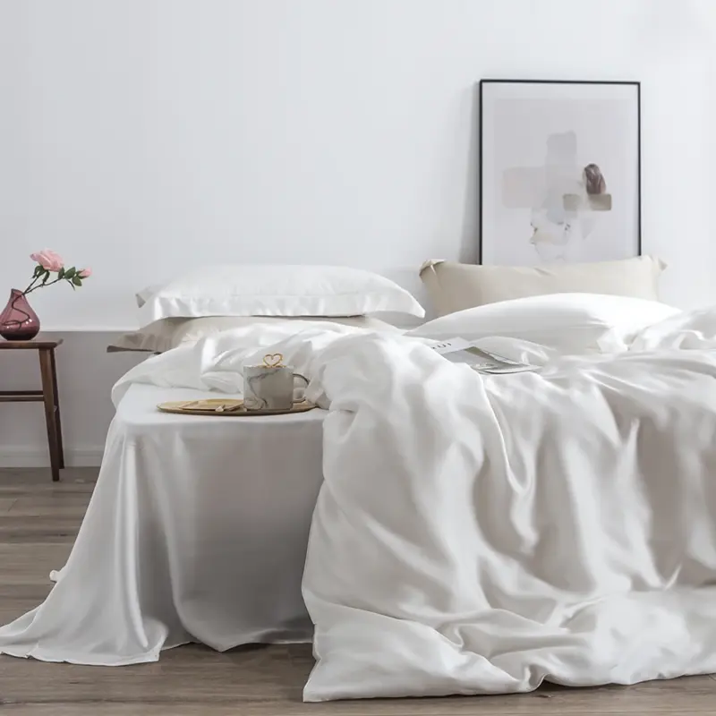 100% Mulberry Silk Bedding Set - 4 Piece Luxury Cooling Bedding with Duvet Cover for Better Sleep - Image 14