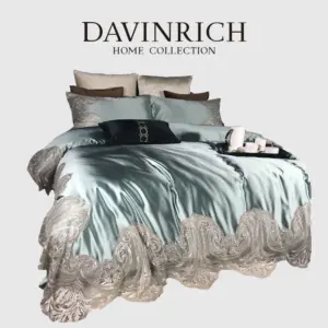 Premium French Lace Comforter Set - Queen/King Size 600TC Luxury Satin Bedding for Romantic Décor