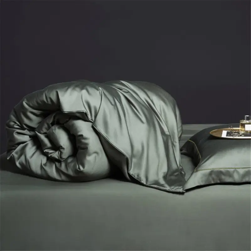 100% Pure Silk Bedding Set - Queen King Dark Green Luxury Duvet Cover for Healthy Sleep - Image 6
