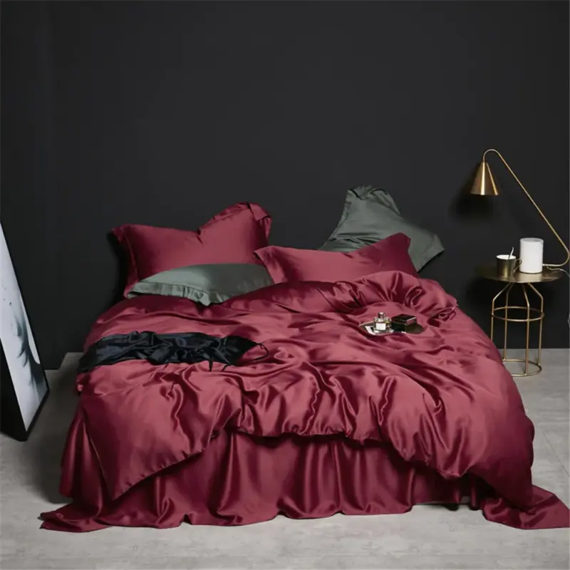 100% Mulberry Silk Bedding Set - Queen King Pink Luxury Duvet Cover Set for Healthy Sleep - Image 14