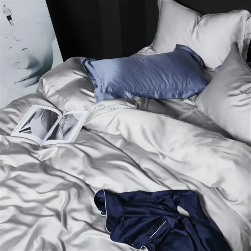 100% Mulberry Silk Bedding Set - Queen King Luxury 4-Piece Cooling Duvet Cover for Better Sleep - Image 5