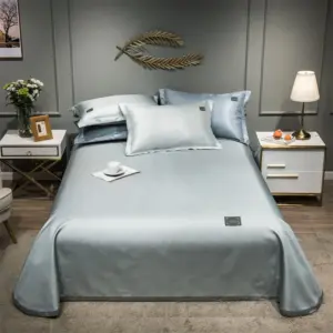 Premium Viscose Bedding Set - Queen & King Size Cooling Silver Gray Luxury Embroidered 3-Piece Set for Modern Bedrooms