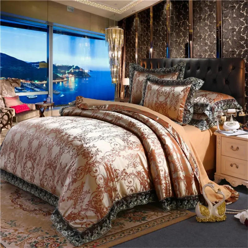 Satin Jacquard Duvet Cover Set - Luxury 4-Piece Floral Bedding Collection for Elegant Home Decor - Image 13