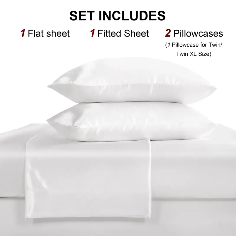 Luxury Satin Cooling Bed Sheet Set - 3 Piece Deep Pocket Silky Soft Bedding for Better Sleep - Image 4