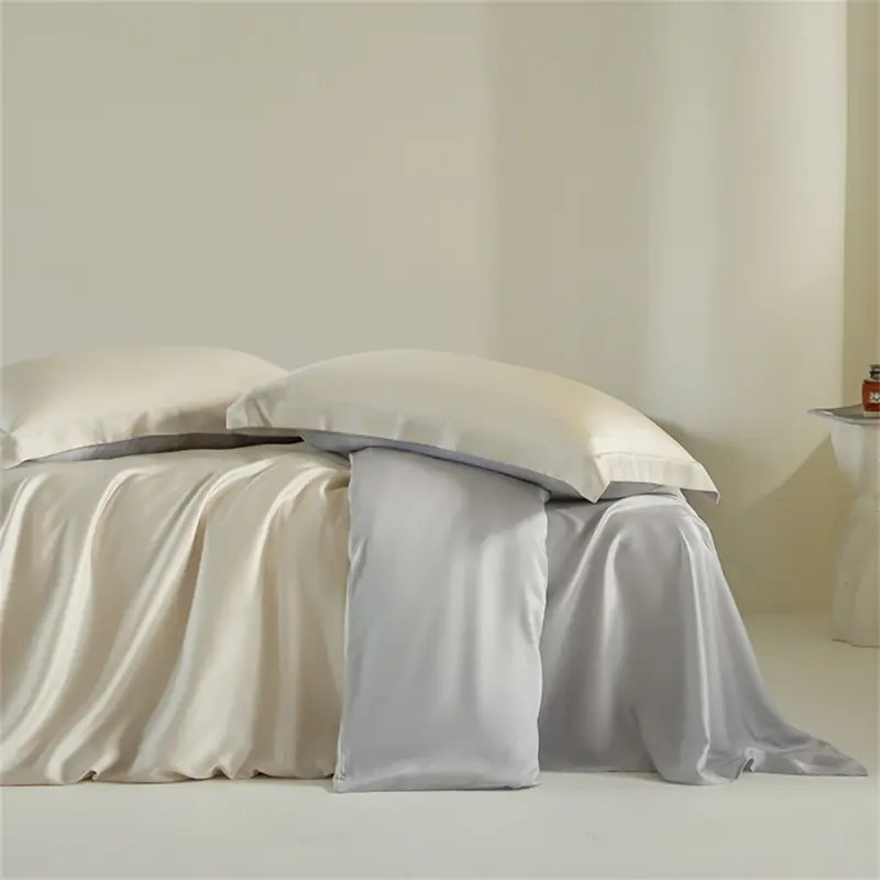 100% Mulberry Silk Bedding Set - Queen King Double Luxury Duvet Cover 4-Piece Linen Collection - Image 9