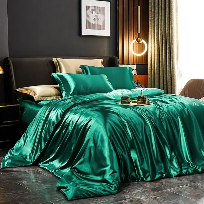Luxury Satin Silk Bedding Set - Queen King Twin Size 4-Piece Cooling Duvet Cover Set for Year-Round Comfort - Image 4