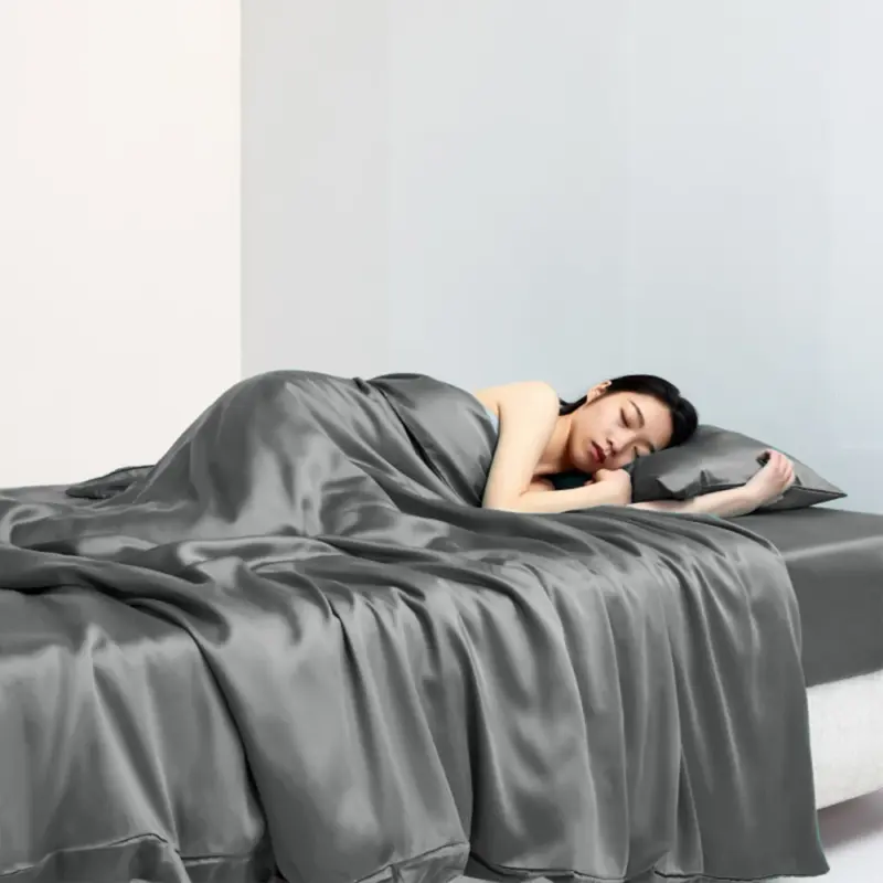 100% Mulberry Silk Bedding Set - Queen King Size Luxury 4-Piece White Collection for Ultimate Sleep Comfort - Image 10