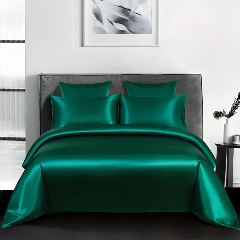 100% Microfiber Satin Bedding Set - 3-Piece Reversible Luxury Comforter Set with Pillowcases for Soft Comfort - Image 15
