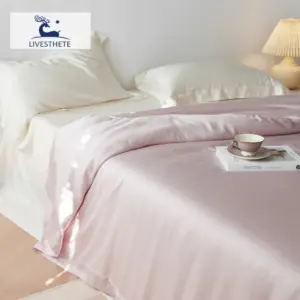 100% Pure Silk Duvet Cover Set - Pink Luxury Bedding Set with Pillowcases for Healthy Skin