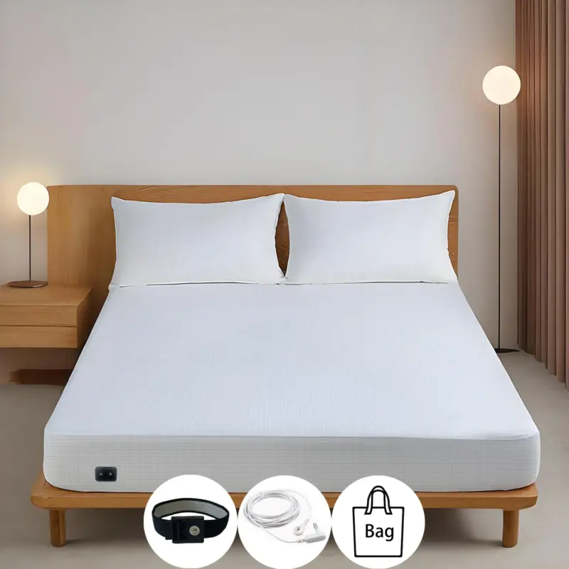 Premium Silver Fiber Earthing Fitted Sheet - Antistatic Grounded Bedding for Improved Sleep and Health - Image 7