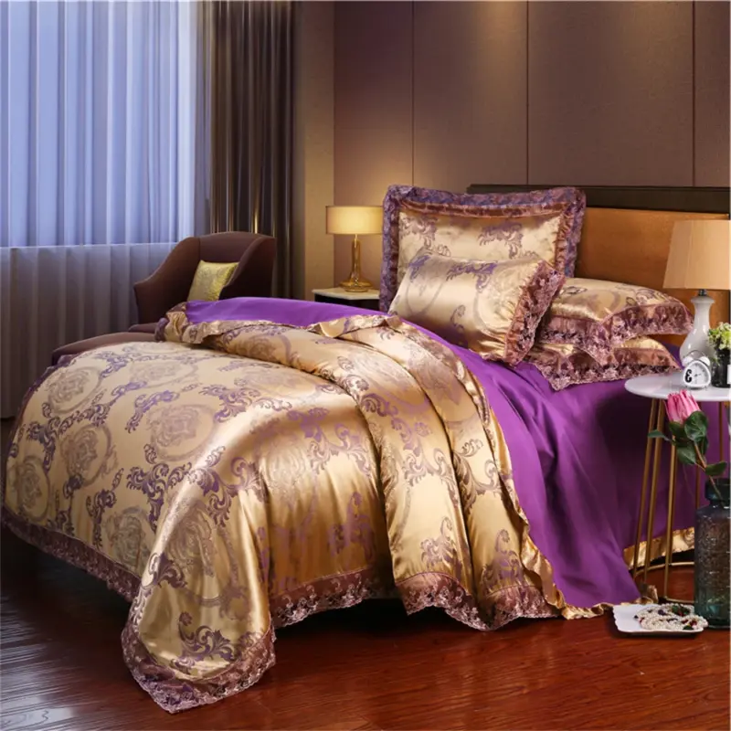 Satin Jacquard Duvet Cover Set - Luxury 4-Piece Floral Bedding Collection for Elegant Home Decor - Image 16