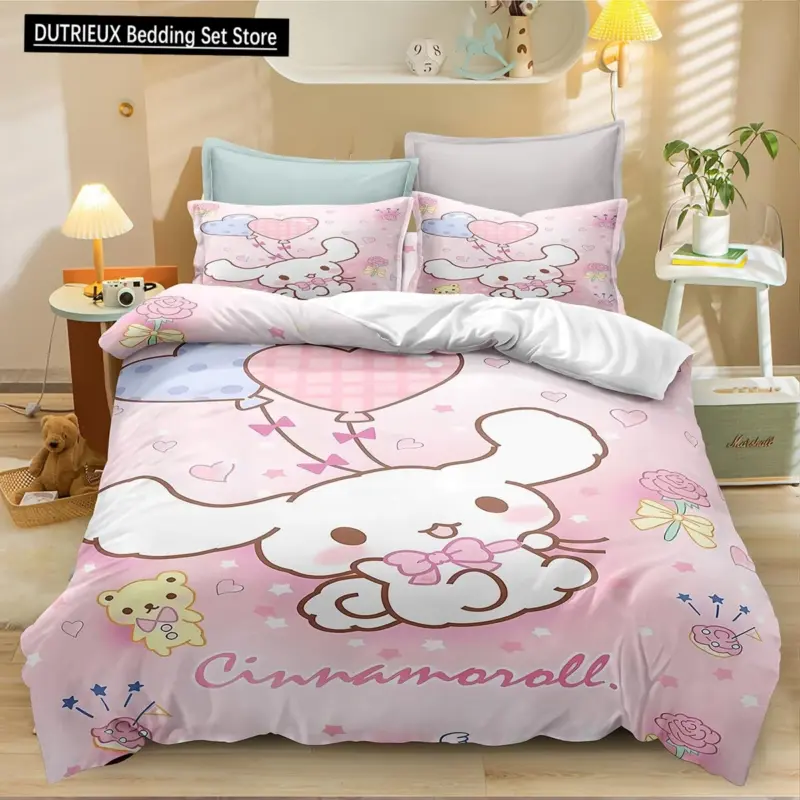 Sanrio Kuromi 3D Print Bedding Set - Twin King Size Anime Quilt Duvet Cover with Pillowcases for Kids Comfort - Image 8