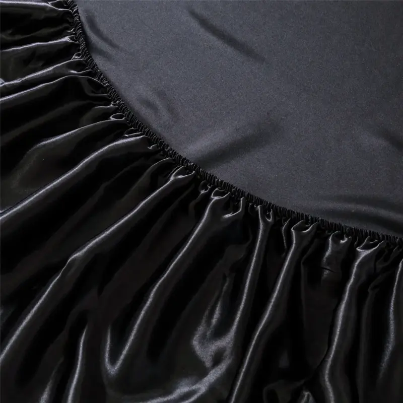 Satin Fitted Sheet Set - Premium Elastic Band Non-Slip Luxury Bedding for All Mattress Sizes - Image 6