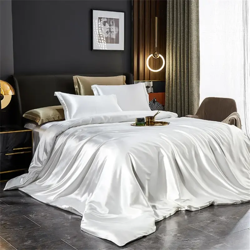 Luxury Satin Silk Bedding Set - Queen King Twin Size 4-Piece Cooling Duvet Cover Set for Year-Round Comfort - Image 5