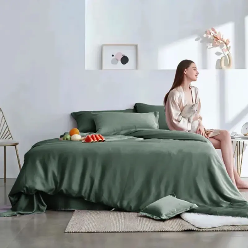 100% Mulberry Silk Bedding Set - 4-Piece Luxury Cooling Duvet Cover Set for Better Sleep - Image 13