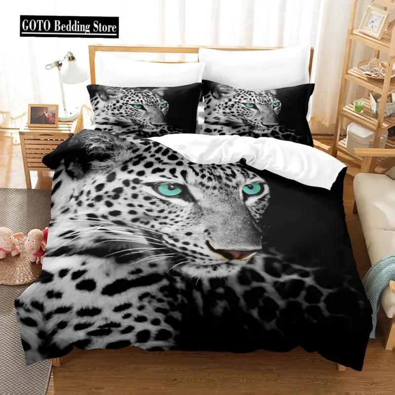 3D Cheetah Microfiber Bedding Set - Queen/King Size Wildlife Print Luxury Duvet Cover for Modern Bedrooms - Image 9