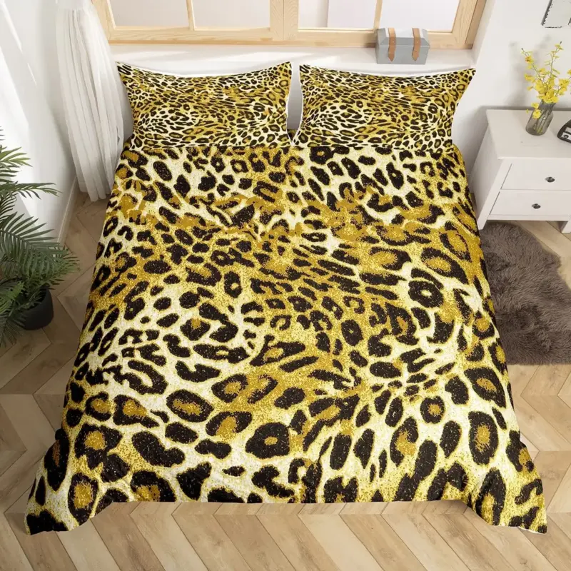 Luxury Leopard Print Bedding Set - 3-Piece Duvet Cover with Pillowcases for All Bed Sizes - Image 17