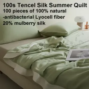 Lyocell Tencel Silk Cooling Comforter - Queen Size Lightweight Summer Quilt Bedding for Hot Sleepers
