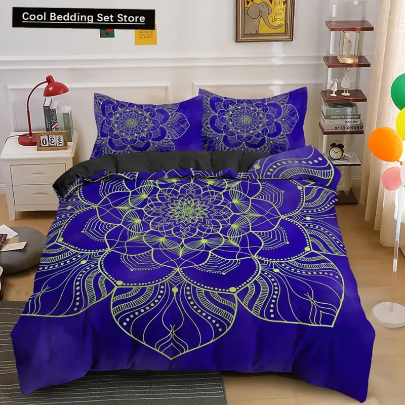Bohemian Mandala Duvet Cover Set - Queen/King Size Luxury Bedding with Pillowcases for Vibrant Home Décor - Image 16