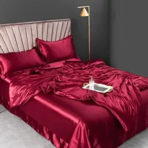 100% Mulberry Silk Bedding Set - 4-Piece Luxury Duvet Cover Ensemble for Restful Sleep