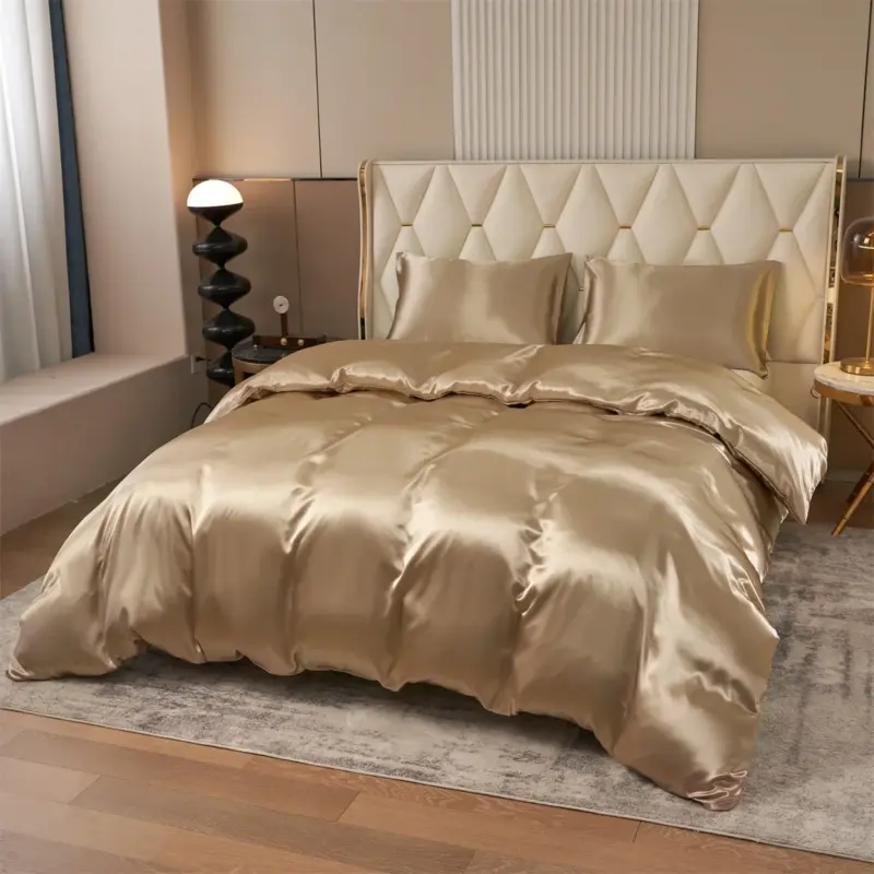 100% Microfiber Satin Bedding Set - 3-Piece Reversible Luxury Comforter Set with Pillowcases for Soft Comfort - Image 14