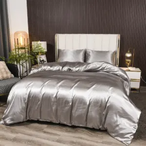 100% Microfiber Satin Bedding Set - 3-Piece Reversible Luxury Comforter Set with Pillowcases for Soft Comfort