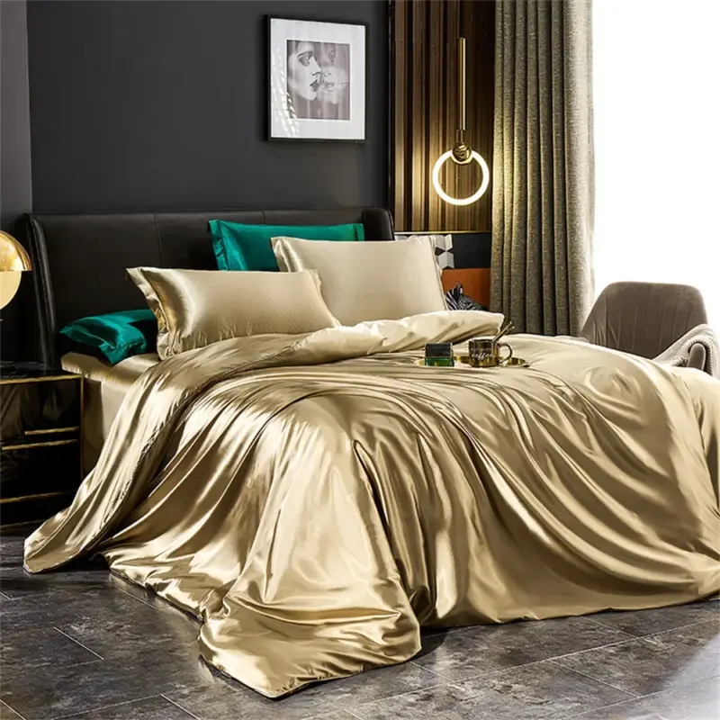 Luxury Satin Silk Bedding Set - Queen King Twin Size 4-Piece Cooling Duvet Cover Set for Year-Round Comfort - Image 3