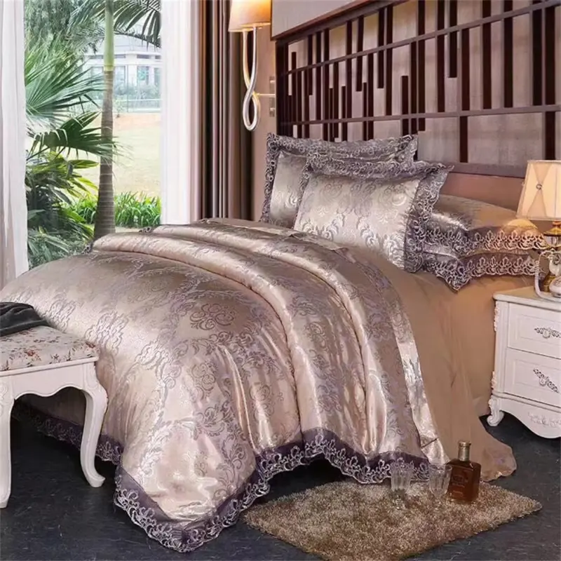 Satin Jacquard Duvet Cover Set - Luxury 4-Piece Floral Bedding Collection for Elegant Home Decor - Image 26
