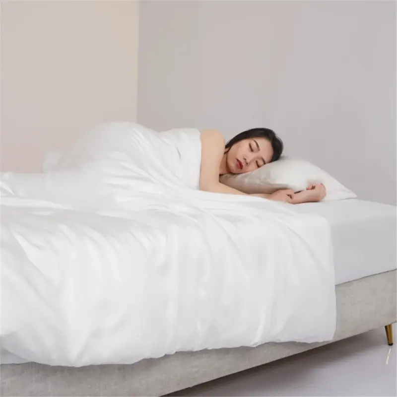 100% Mulberry Silk Bedding Set - Queen King Size Luxury 4-Piece White Collection for Ultimate Sleep Comfort - Image 11
