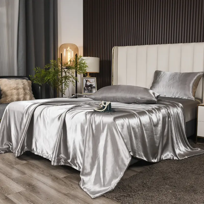 100% Microfiber Satin Bedding Set - 3-Piece Reversible Luxury Comforter Set with Pillowcases for Soft Comfort - Image 2