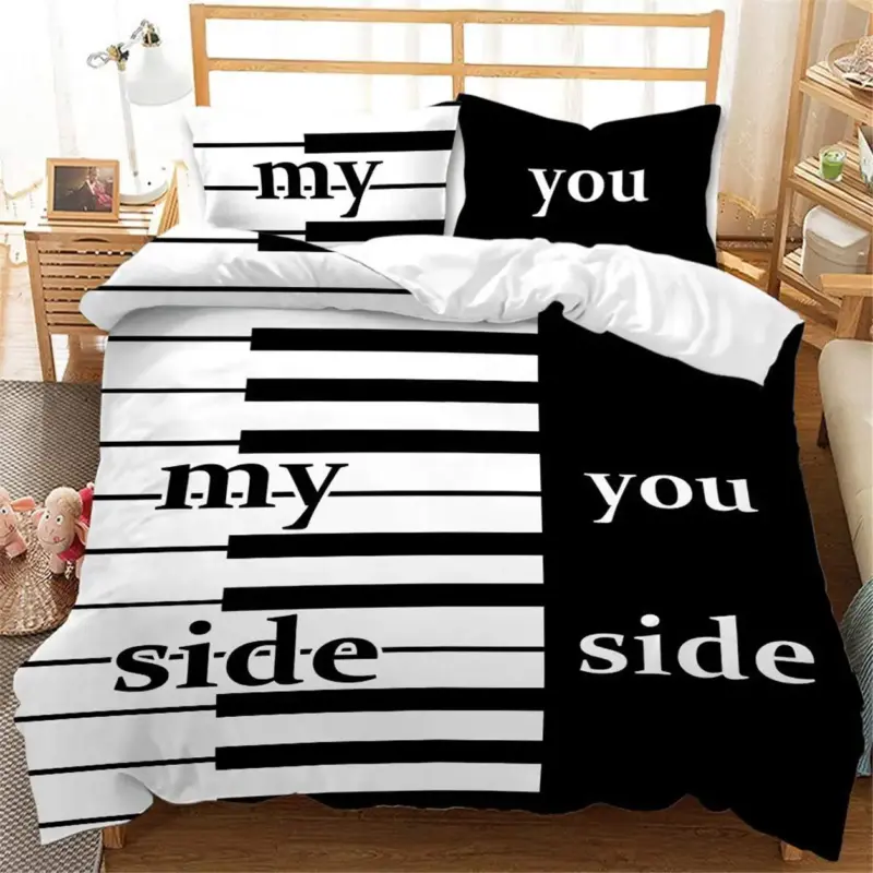 Premium Black & White Duvet Cover Set - King Queen Size Modern Bedding Set with 2 Pillowcases - Image 9
