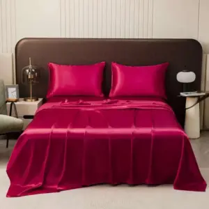 Satin Silk Bed Sheet Set - Luxury 400TC Smooth Bedding with Pillowcases for Comfortable Sleep