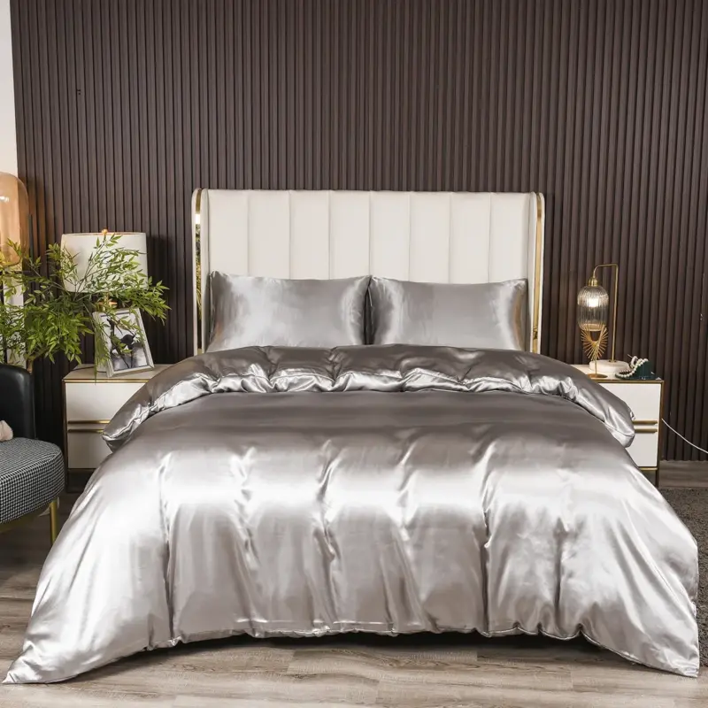 100% Microfiber Satin Bedding Set - 3-Piece Reversible Luxury Comforter Set with Pillowcases for Soft Comfort - Image 13