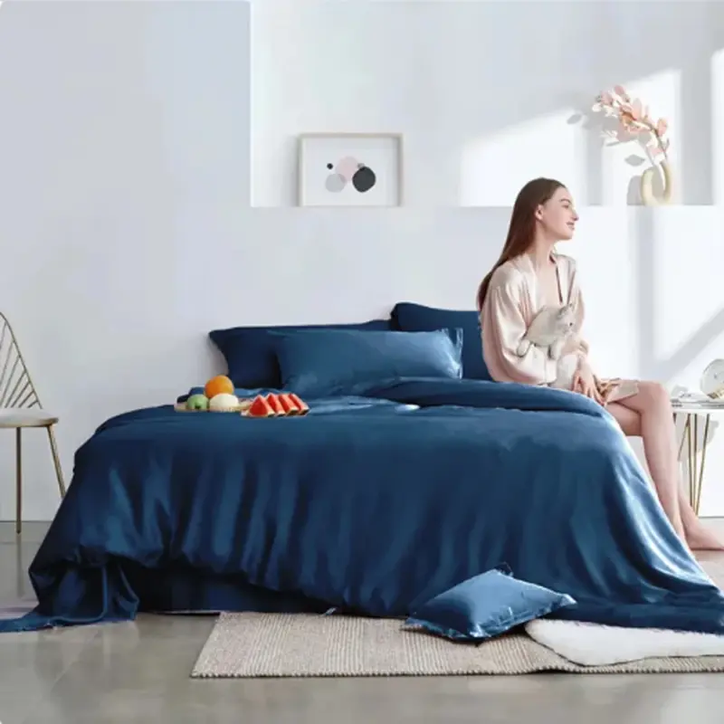 100% Mulberry Silk Bedding Set - 4-Piece Luxury Cooling Duvet Cover Set for Better Sleep - Image 14