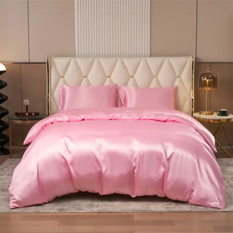 100% Microfiber Satin Bedding Set - 3-Piece Reversible Luxury Comforter Set with Pillowcases for Soft Comfort - Image 7