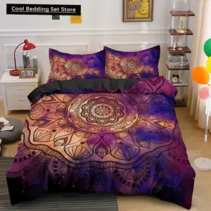 Bohemian Mandala Duvet Cover Set - Queen/King Size Luxury Bedding with Pillowcases for Vibrant Home Décor