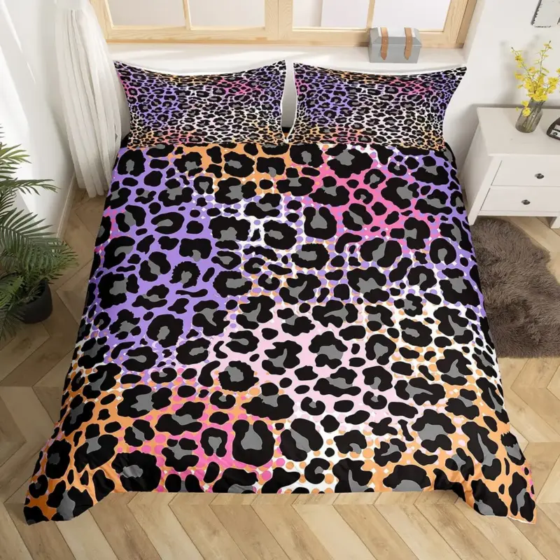 Luxury Leopard Print Bedding Set - 3-Piece Duvet Cover with Pillowcases for All Bed Sizes - Image 19