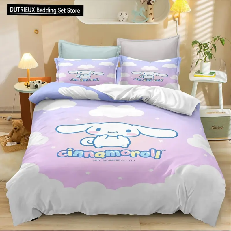 Sanrio Kuromi 3D Print Bedding Set - Twin King Size Anime Quilt Duvet Cover with Pillowcases for Kids Comfort - Image 9