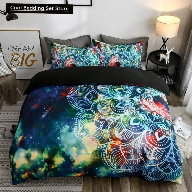 Bohemian Mandala Duvet Cover Set - Queen/King Size Luxury Bedding with Pillowcases for Vibrant Home Décor - Image 18