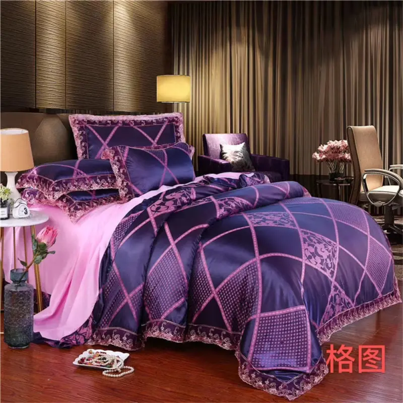 Satin Jacquard Duvet Cover Set - Luxury 4-Piece Floral Bedding Collection for Elegant Home Decor - Image 20