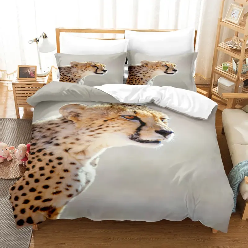 Safari Leopard Duvet Cover Set - Queen/King Size 3D Print Animal Bedding for Kids & Adults - Image 5